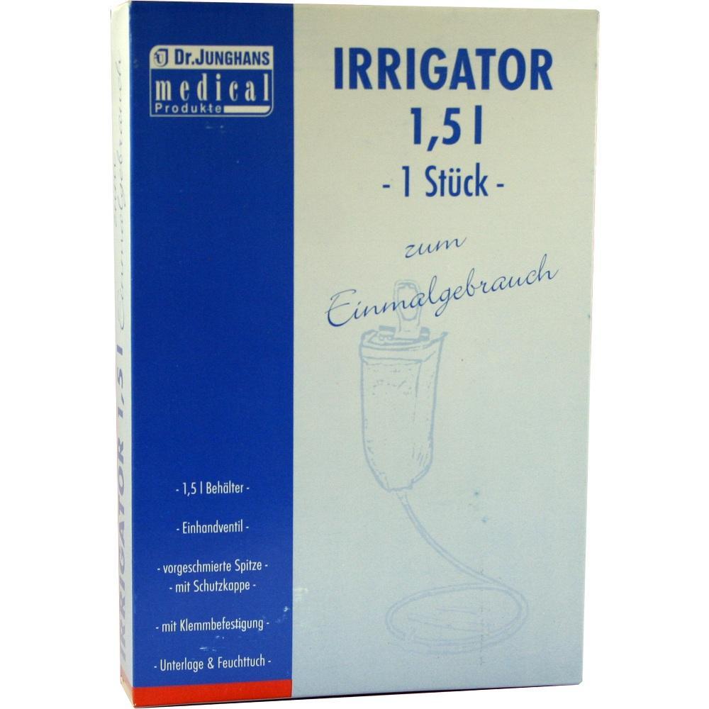Verpackung eines 1,5 Liter Einweg-Irrigators von Dr. Junghans Medical.