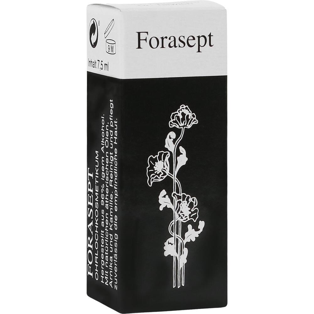 Schwarze Verpackung mit wei&szlig;en Blumen und der Aufschrift "Forasept".