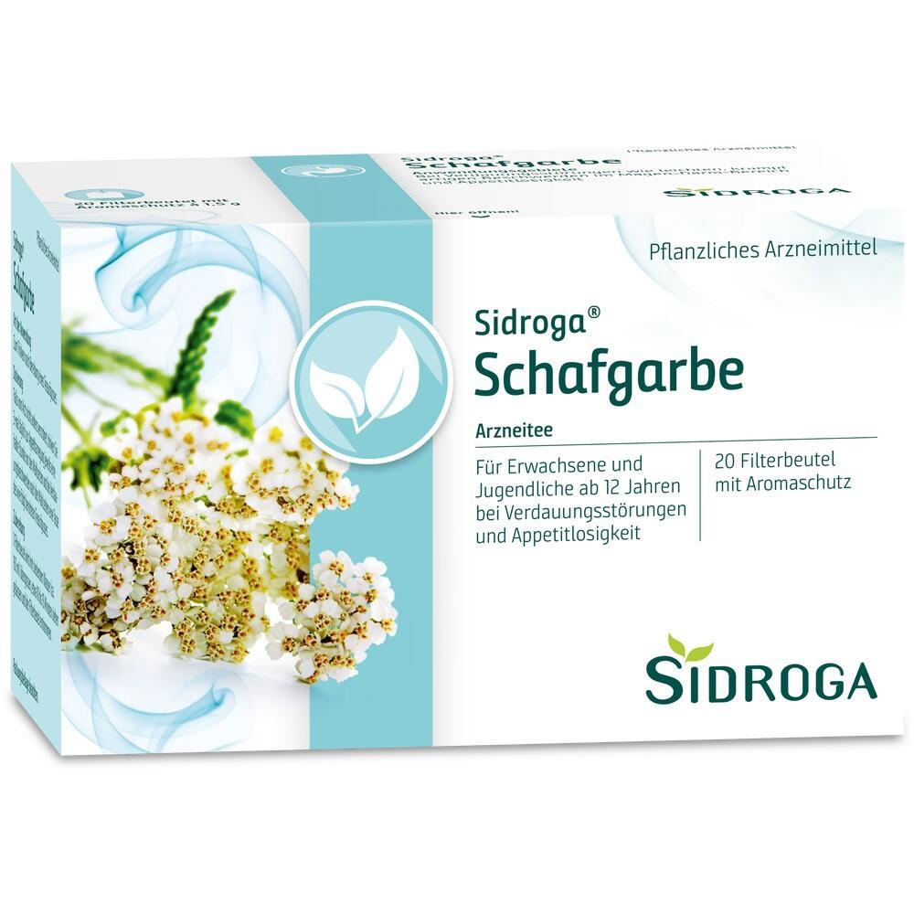 Eine Packung Tee mit Schafgarbe für Verdauung und Appetit, 20 Beutel.