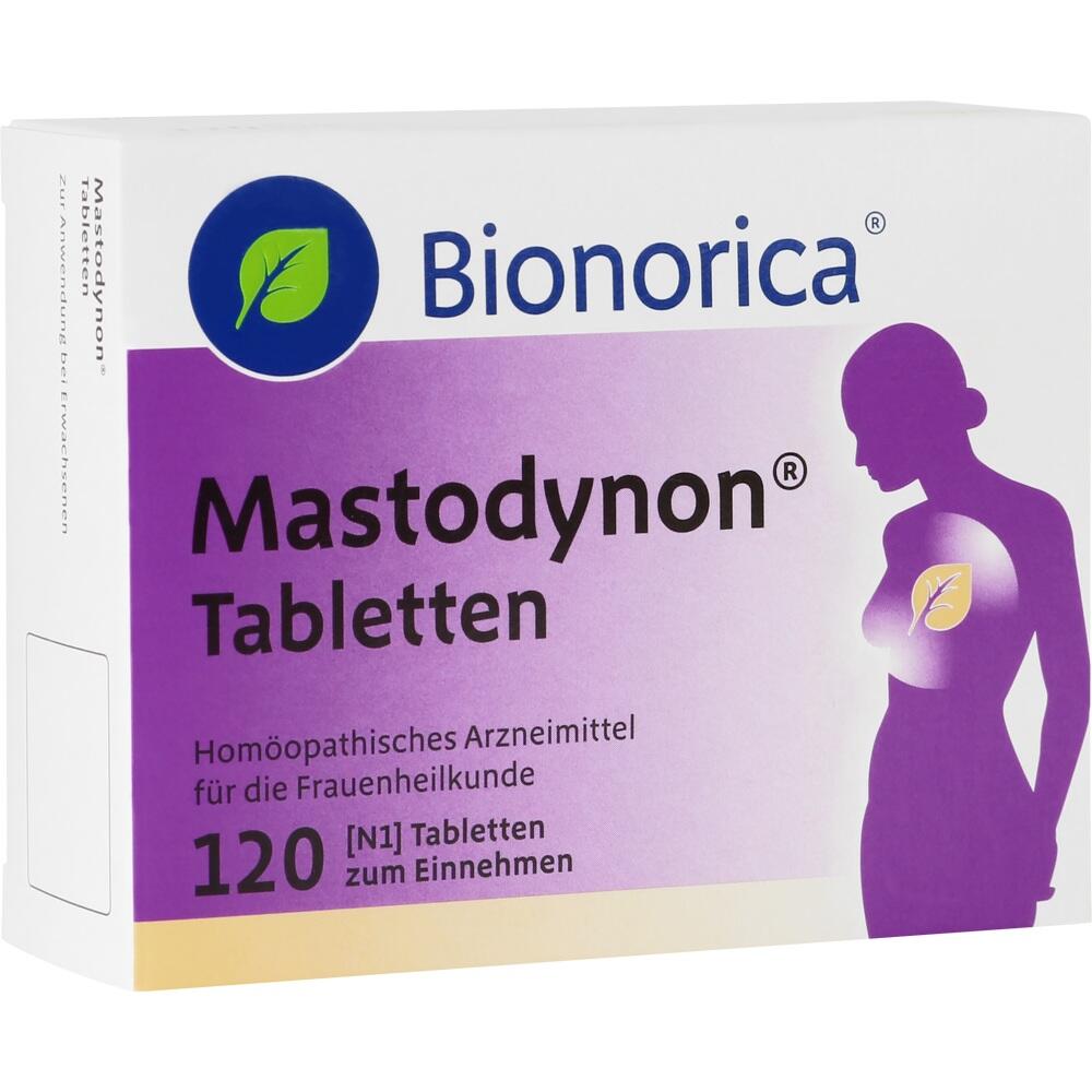 Verpackung von Mastodynon Tabletten, ein homöopathisches Mittel für Frauen.