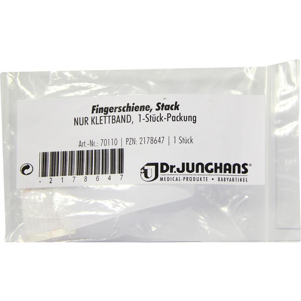 Eine durchsichtige Verpackung mit einer Fingerschiene von Dr. Junghans.