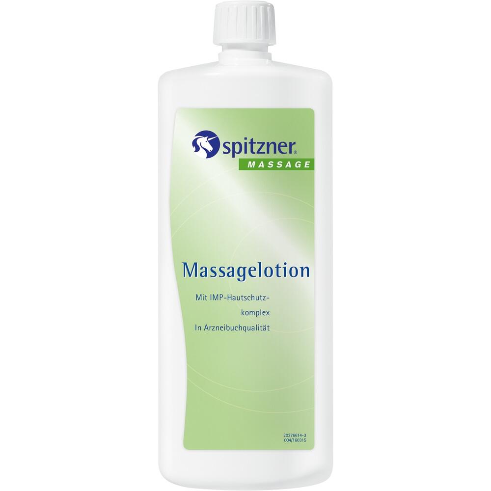 Eine Flasche mit Spitzner Massagelotion auf weißem Hintergrund.