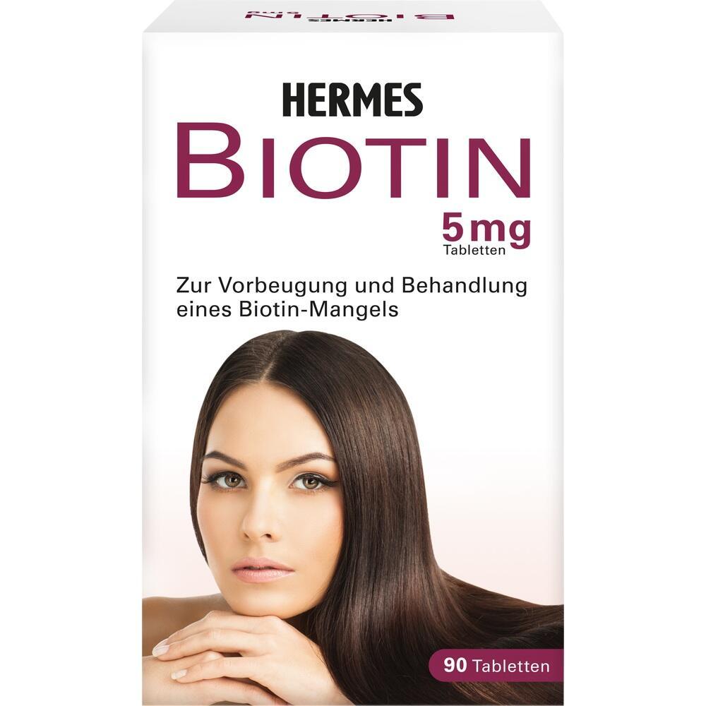Eine Packung Hermes Biotin Tabletten zur Vorbeugung von Biotin-Mangel.