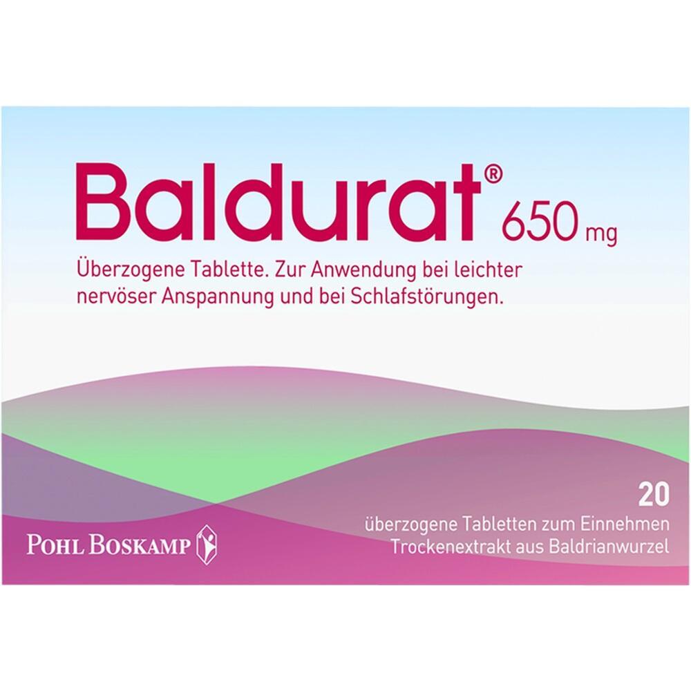 Verpackung von Baldurat-Tabletten zur Linderung von Anspannung und Schlafst&ouml;rungen.