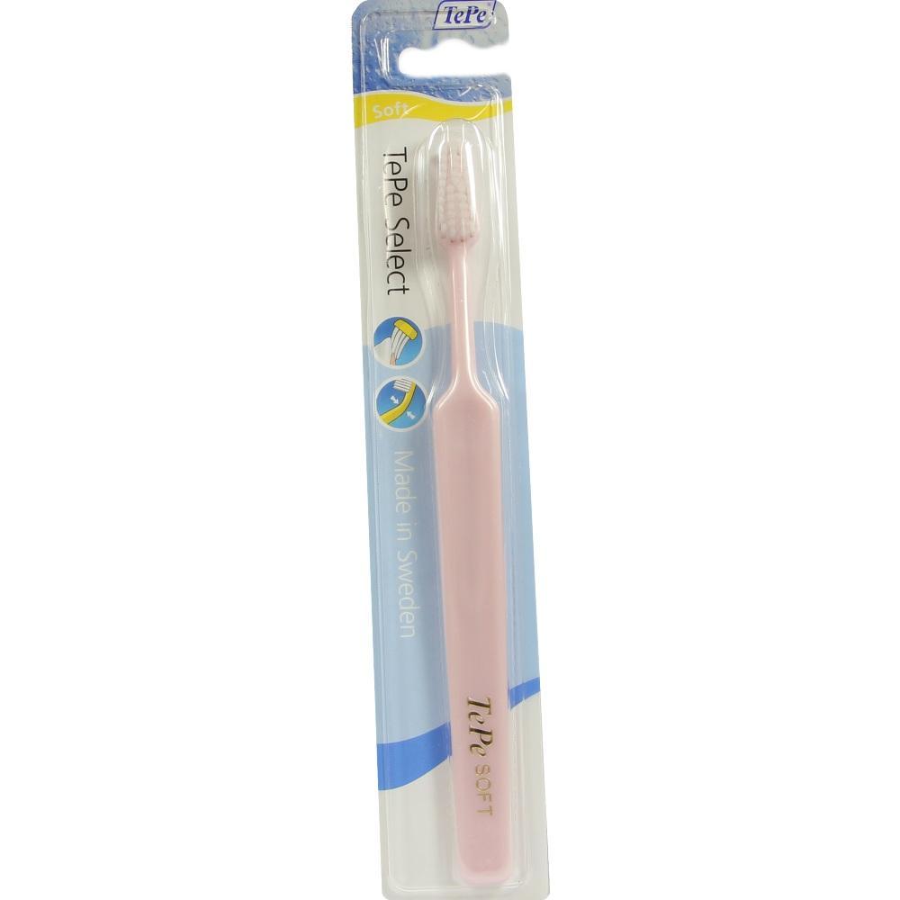 Eine weiche, rosa Zahnb&uuml;rste in einer durchsichtigen Verpackung.