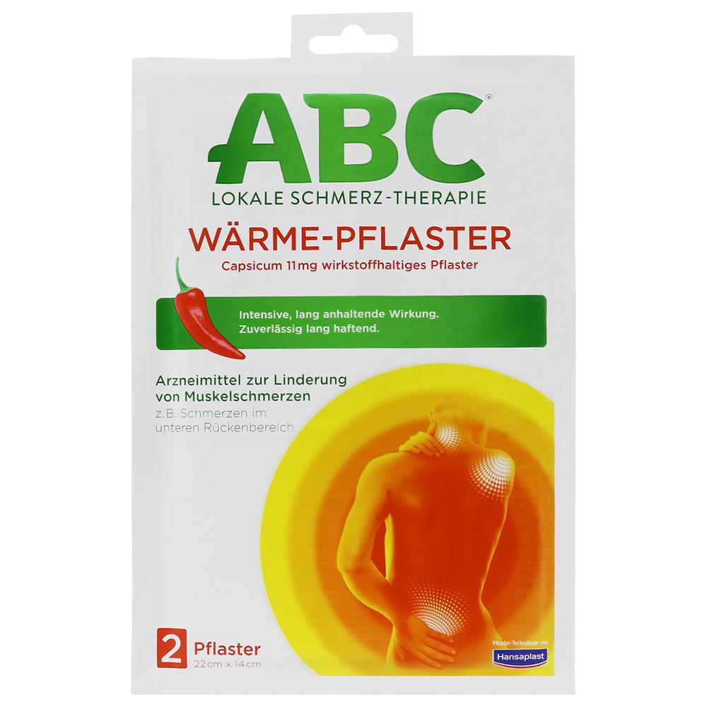 Eine Packung ABC-Wärme-Pflaster zur Linderung von Muskelschmerzen.