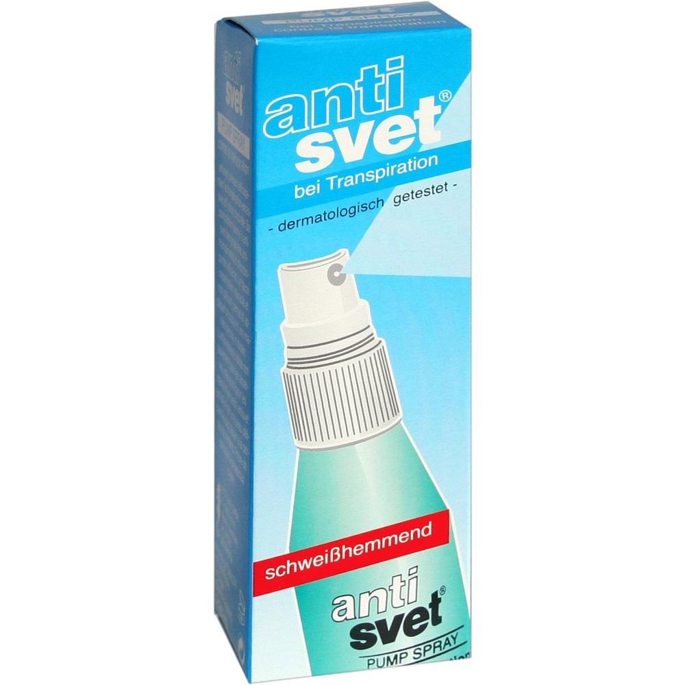 Blaue Verpackung eines Antitranspirant-Sprays mit der Aufschrift "schwei&szlig;hemmend".
