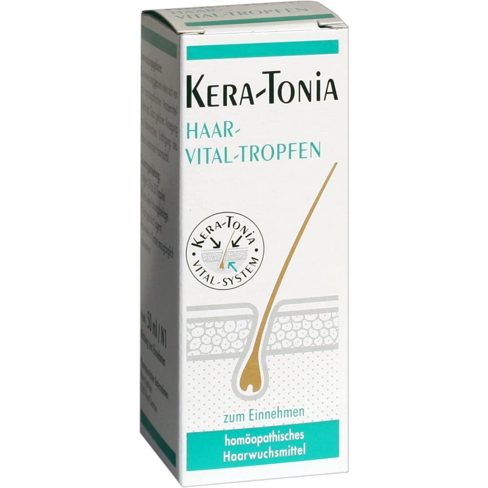 Eine Schachtel eines hom&ouml;opathischen Mittels f&uuml;r Haarwachstum namens Kera-Tonia.