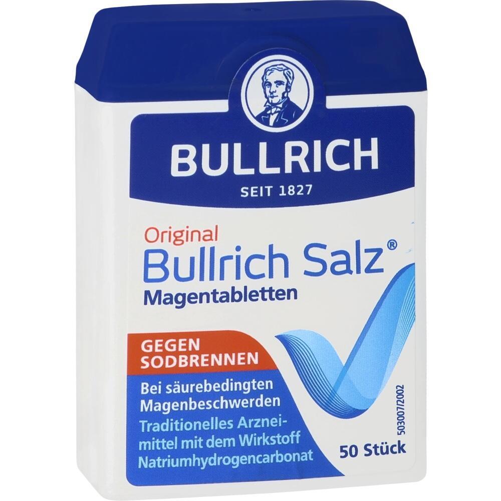 Packung Bullrich Salz Magentabletten gegen Sodbrennen mit 50 Tabletten.