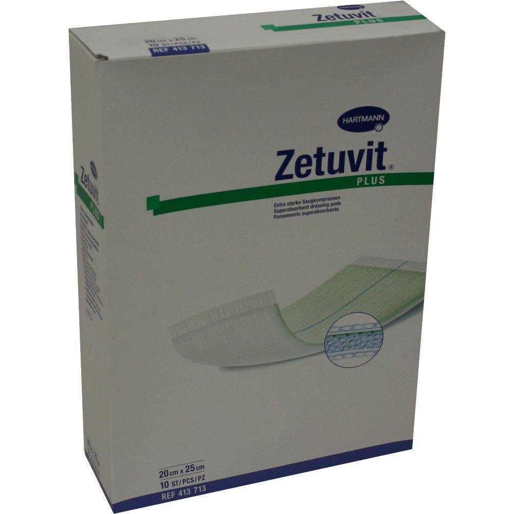 Eine Packung mit &bdquo;Zetuvit Plus&ldquo; Verbandmaterial von Hartmann.