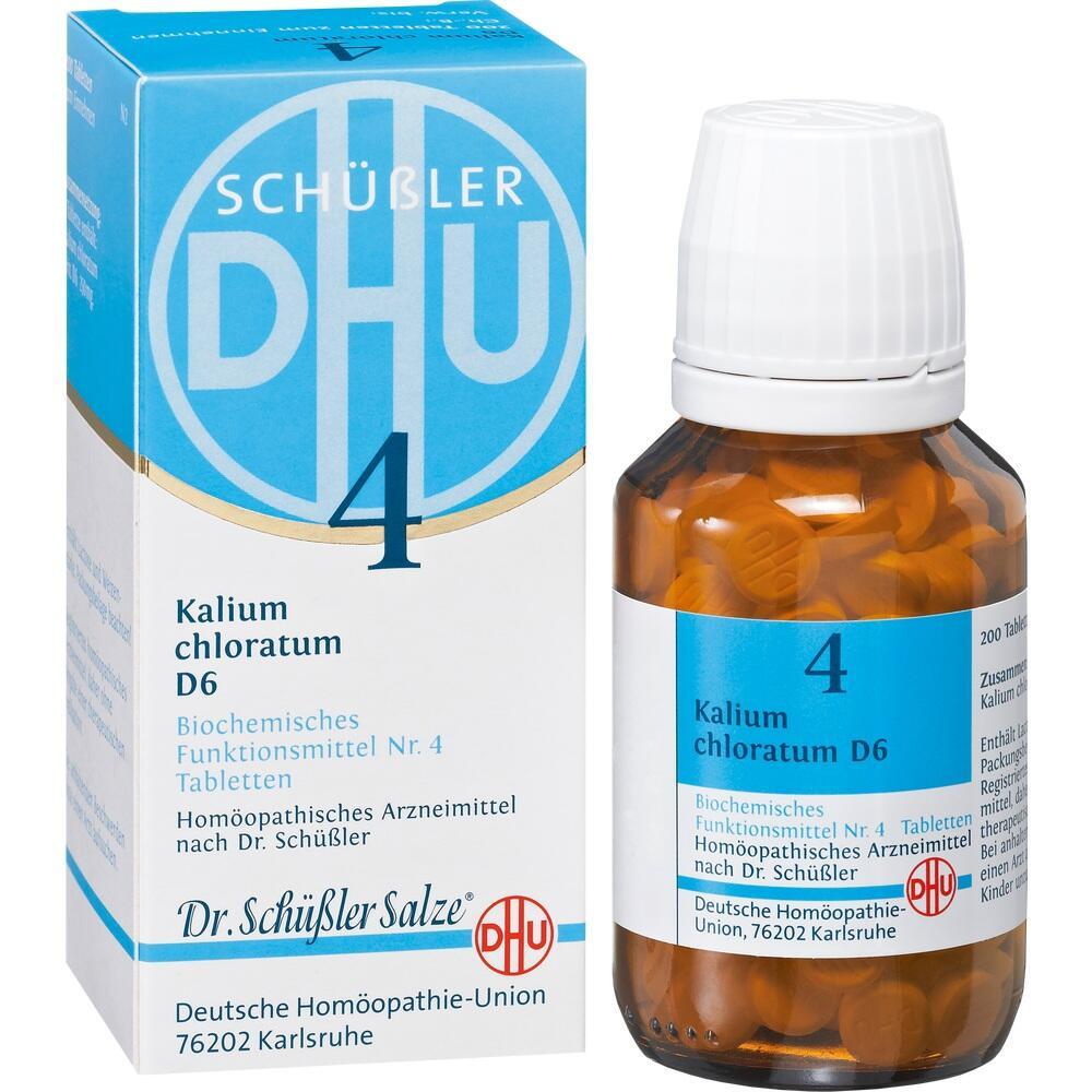 Schüßler-Salze 4 Flasche und Verpackung mit Tabletten.