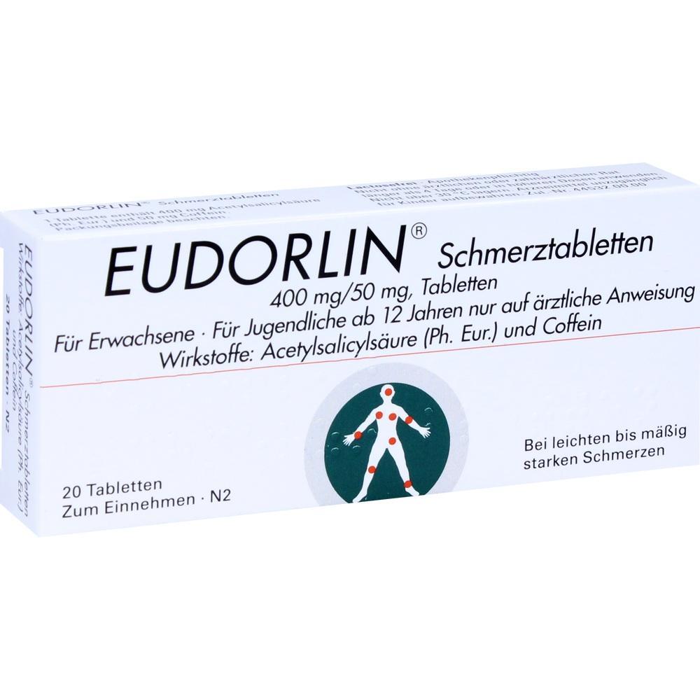 Eine Packung Eudorlin Schmerztabletten mit 20 Tabletten gegen leichte bis mäßige Schmerzen.