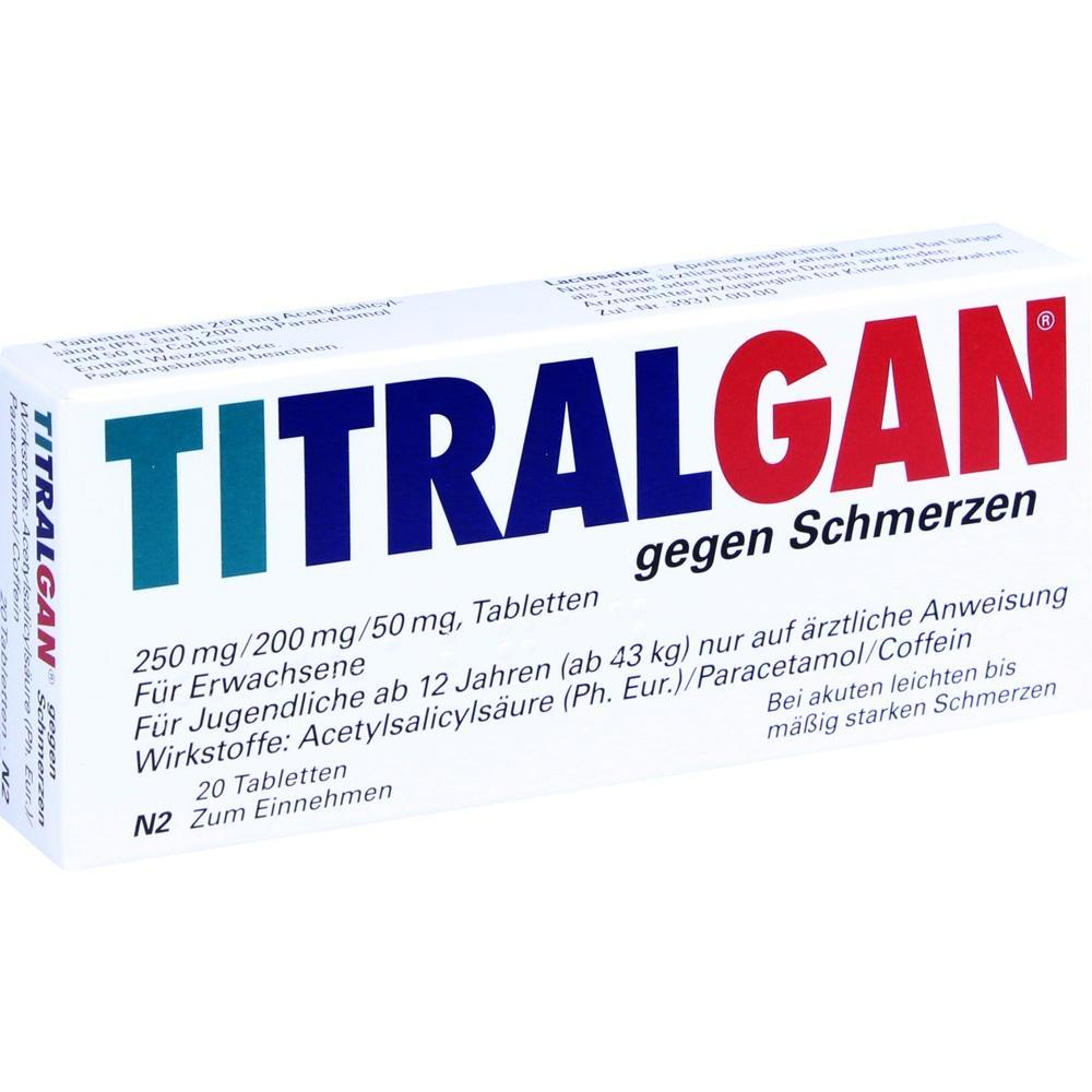 Eine Schachtel Titralgan-Tabletten gegen Schmerzen.