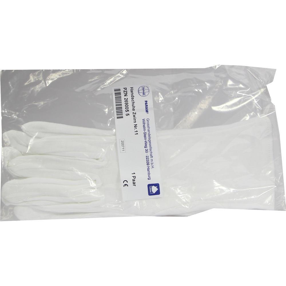 Ein Paar weiße Handschuhe in einer durchsichtigen Verpackung.