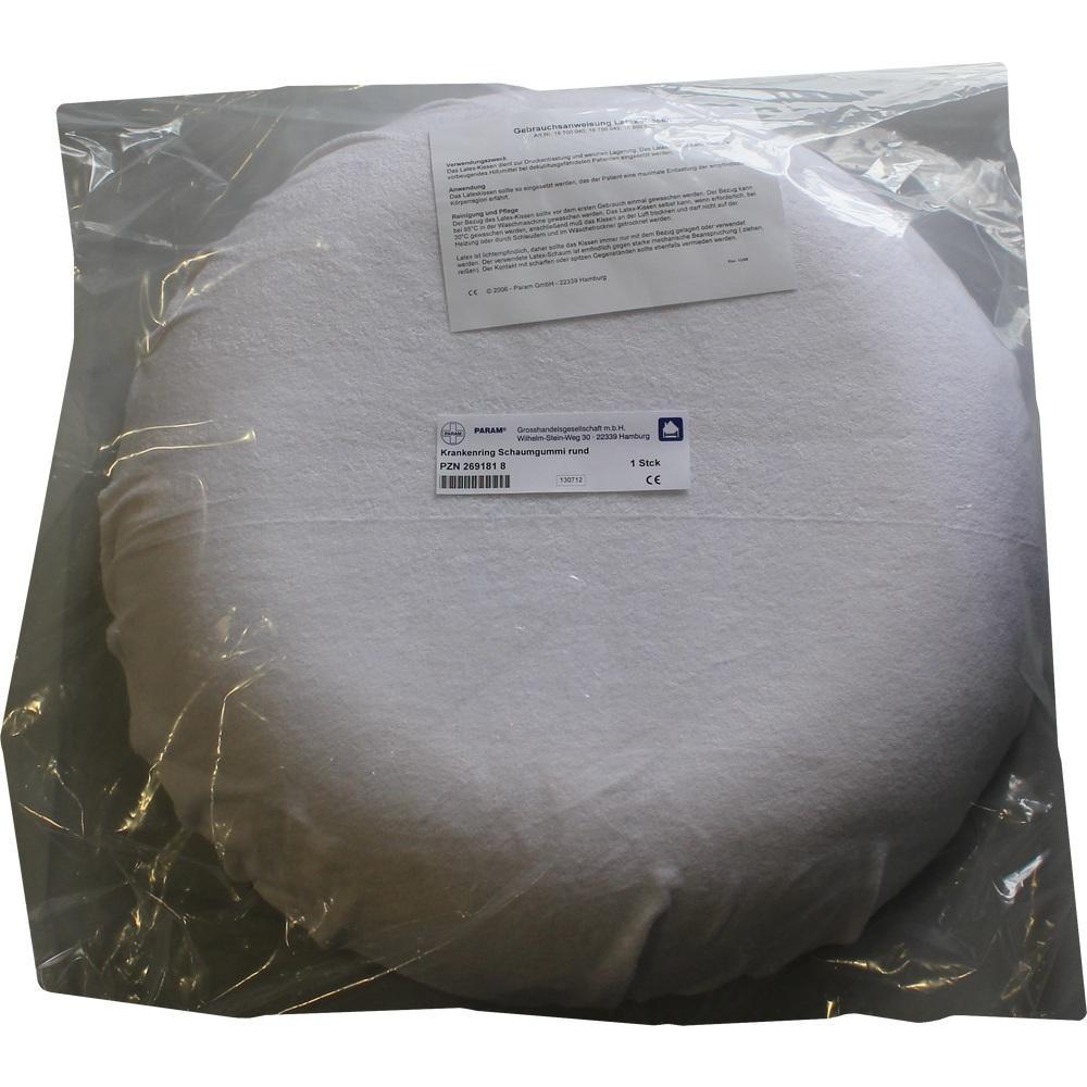 Ein weißer, runder Schaumstoffring ist in Plastik verpackt.