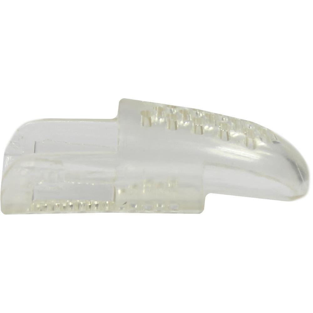 Transparente Plastikabdeckung mit geriffelter Oberfläche.