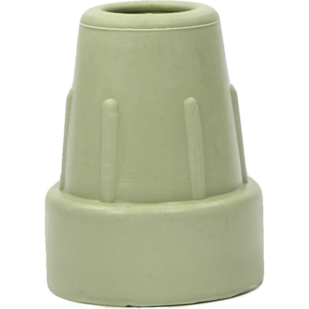 Ein grauer Gummifuß für einen Gehstock oder eine Krücke.