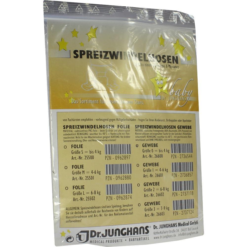 Eine Verpackung für Spreizwindelhosen mit verschiedenen Größenangaben.