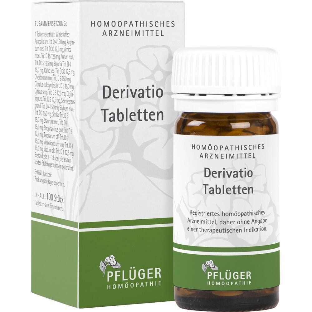 Braun-gläserne Flasche und weiße Schachtel für homöopathische Derivatio Tabletten.