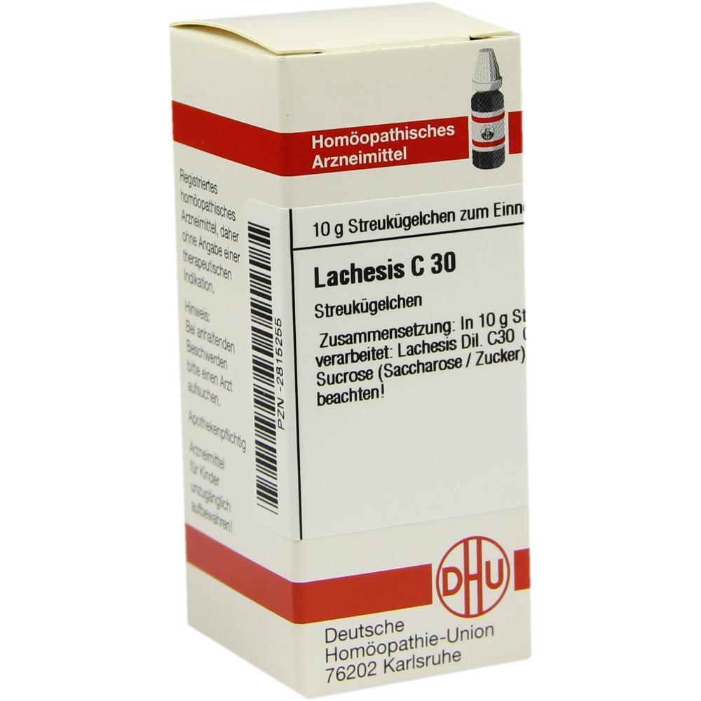 Eine Packung hom&ouml;opathisches Arzneimittel namens "Lachesis C 30".
