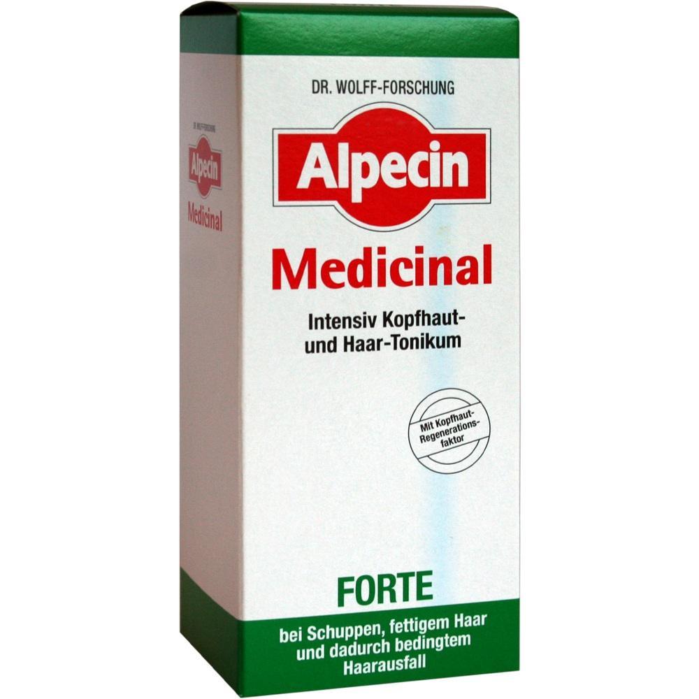 Auf der Verpackung steht "Alpecin Medicinal", ein Tonikum für Kopfhaut und Haare.