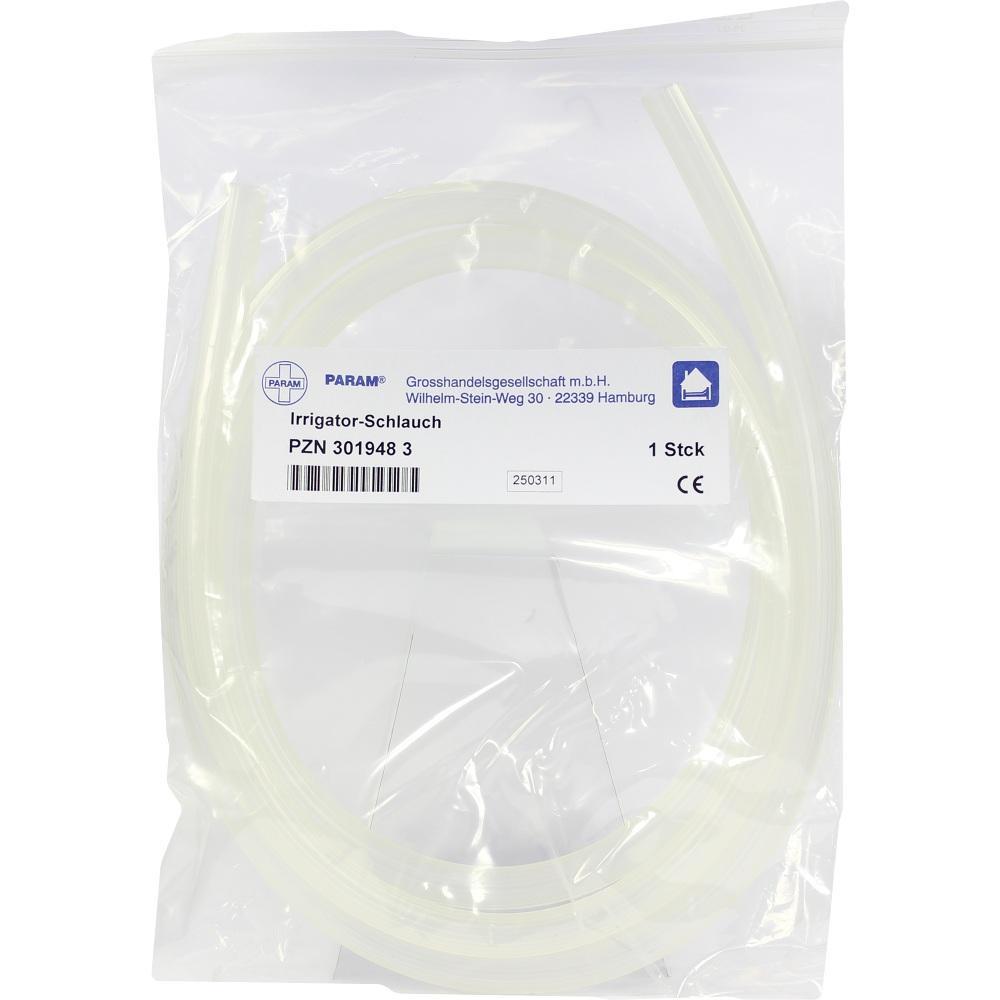 Ein transparenter Schlauch in einer Tüte mit einem Etikett ist zu sehen.