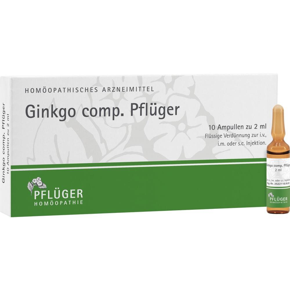 Eine Verpackung mit homöopathischen Ginkgo-Ampullen von Pflüger.