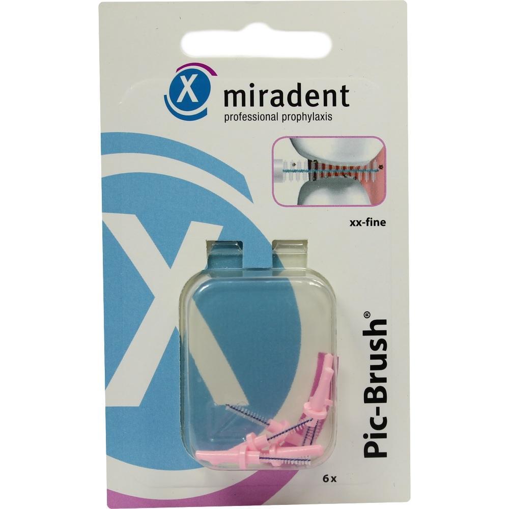 Verpackung von Interdentalbürsten in Pink und Blau.