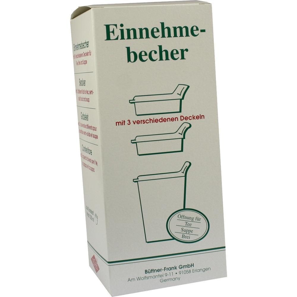 Packung eines Trinkbechers mit drei Deckeln für Tee, Suppe und Brei.