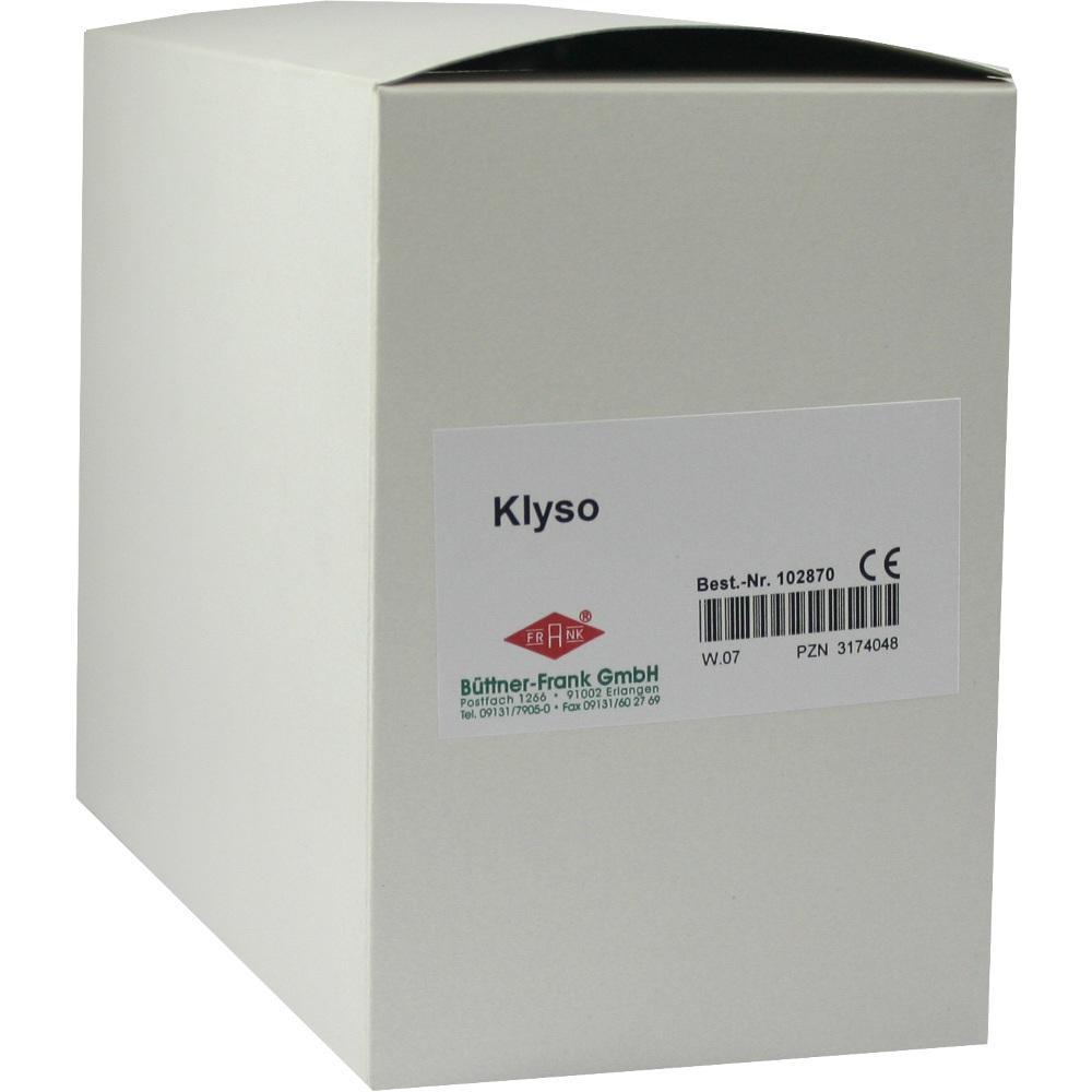 Weiße Verpackung mit dem Aufdruck "Klyso" und einer Produktnummer.