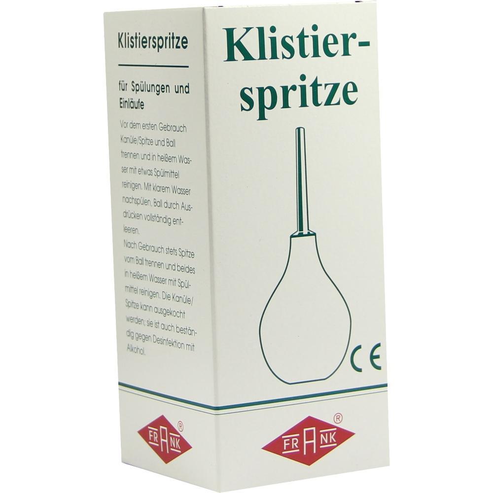 Eine Verpackung für eine Klistierspritze mit Reinigungshinweisen.