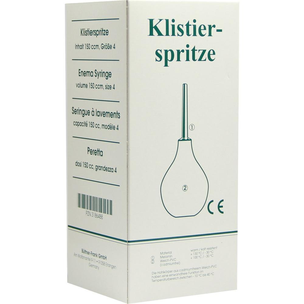 Eine Verpackung mit der Aufschrift "Klistierspritze" und einer Abbildung der Spritze.