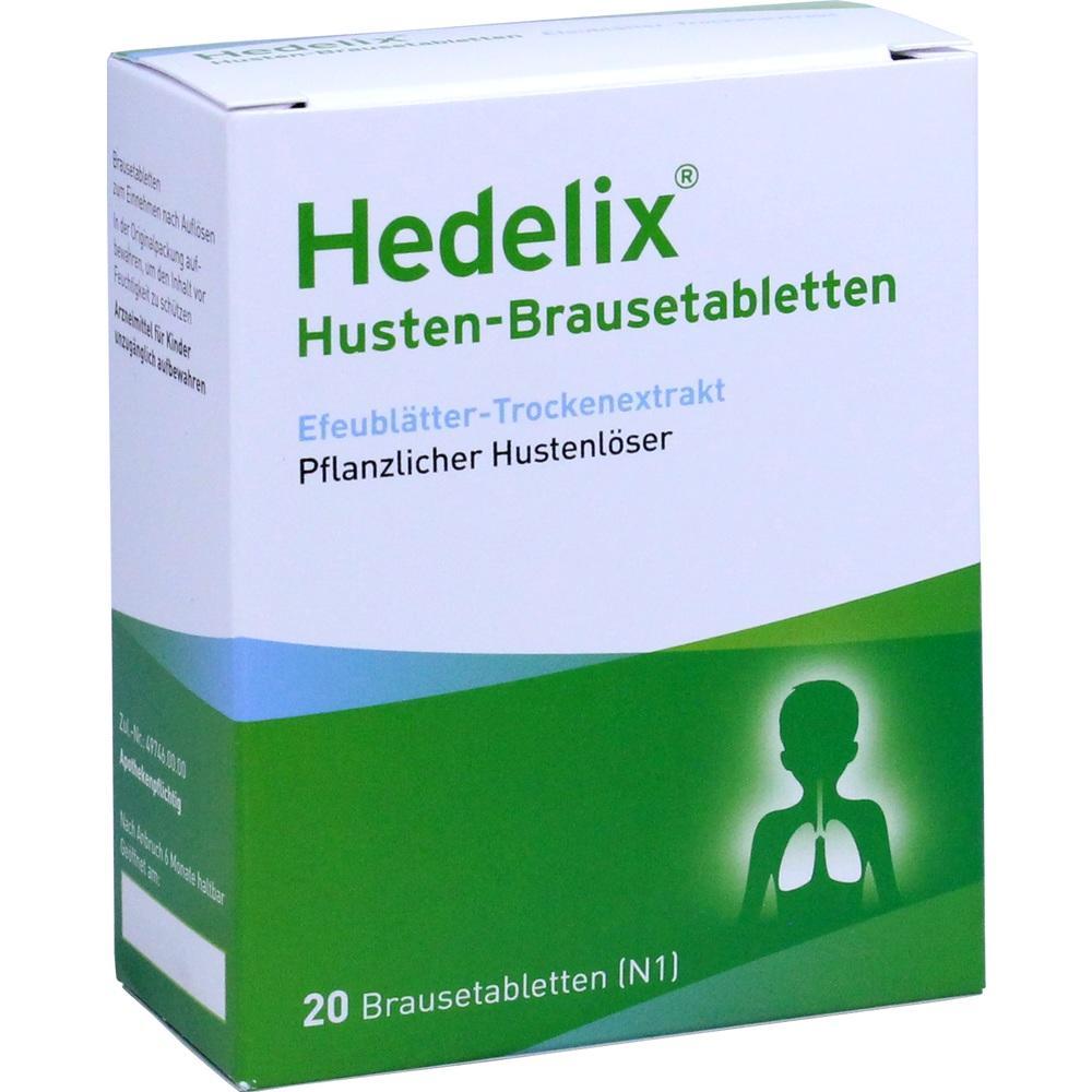 Packung mit Husten-Brausetabletten aus Pflanzenextrakt.