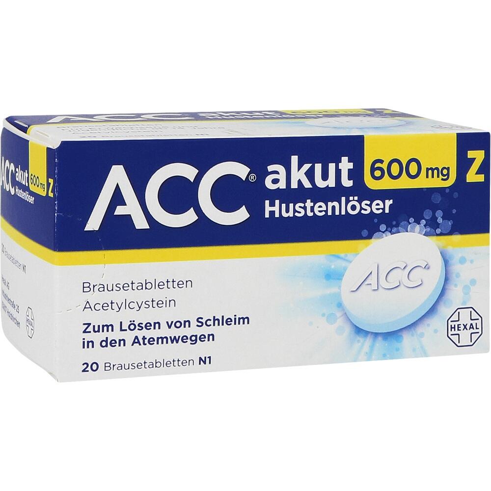 Verpackung von ACC akut 600 mg Hustenlöser Brausetabletten für die Atemwege.