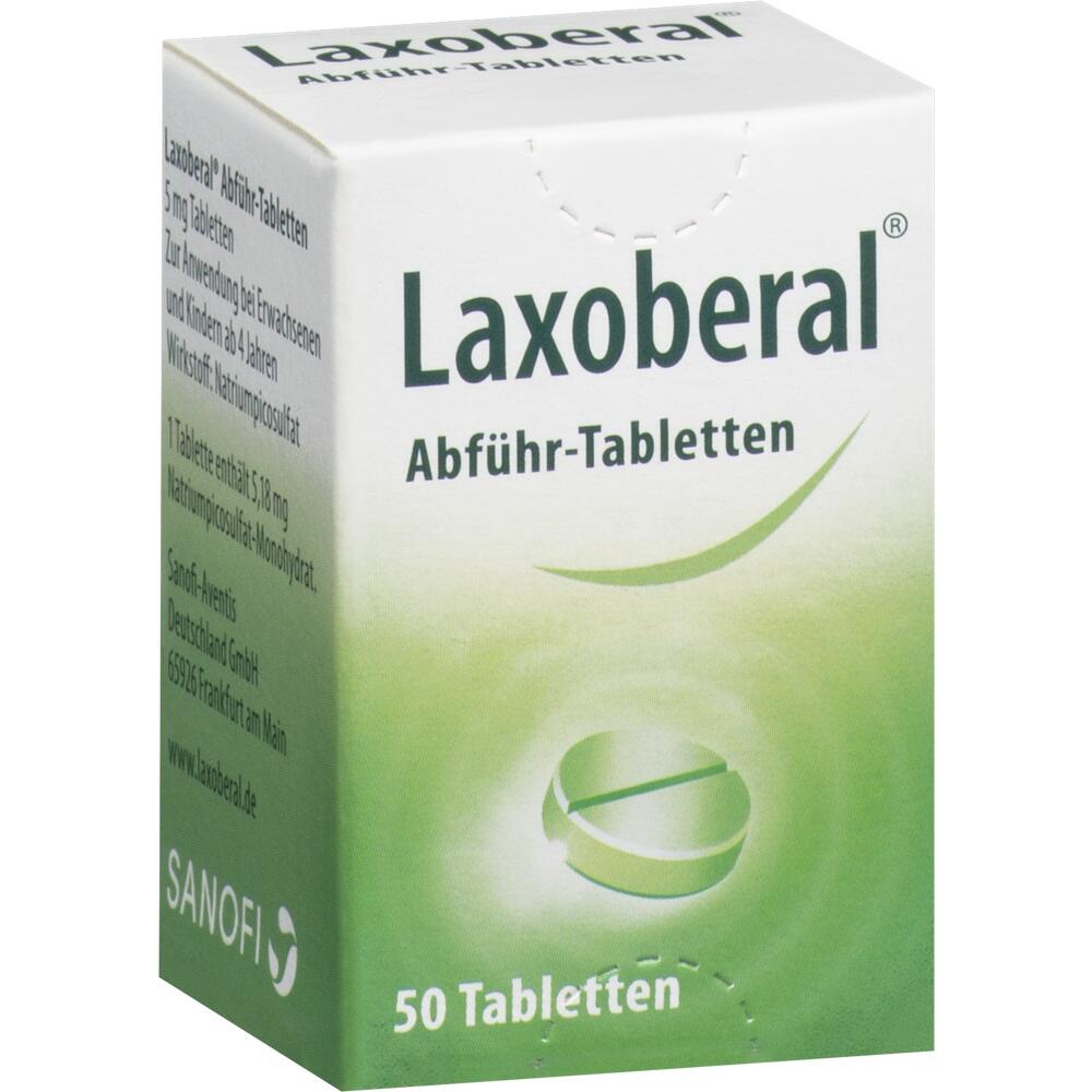 Packung Laxoberal Abführ-Tabletten mit 50 Tabletten in grüner Verpackung.