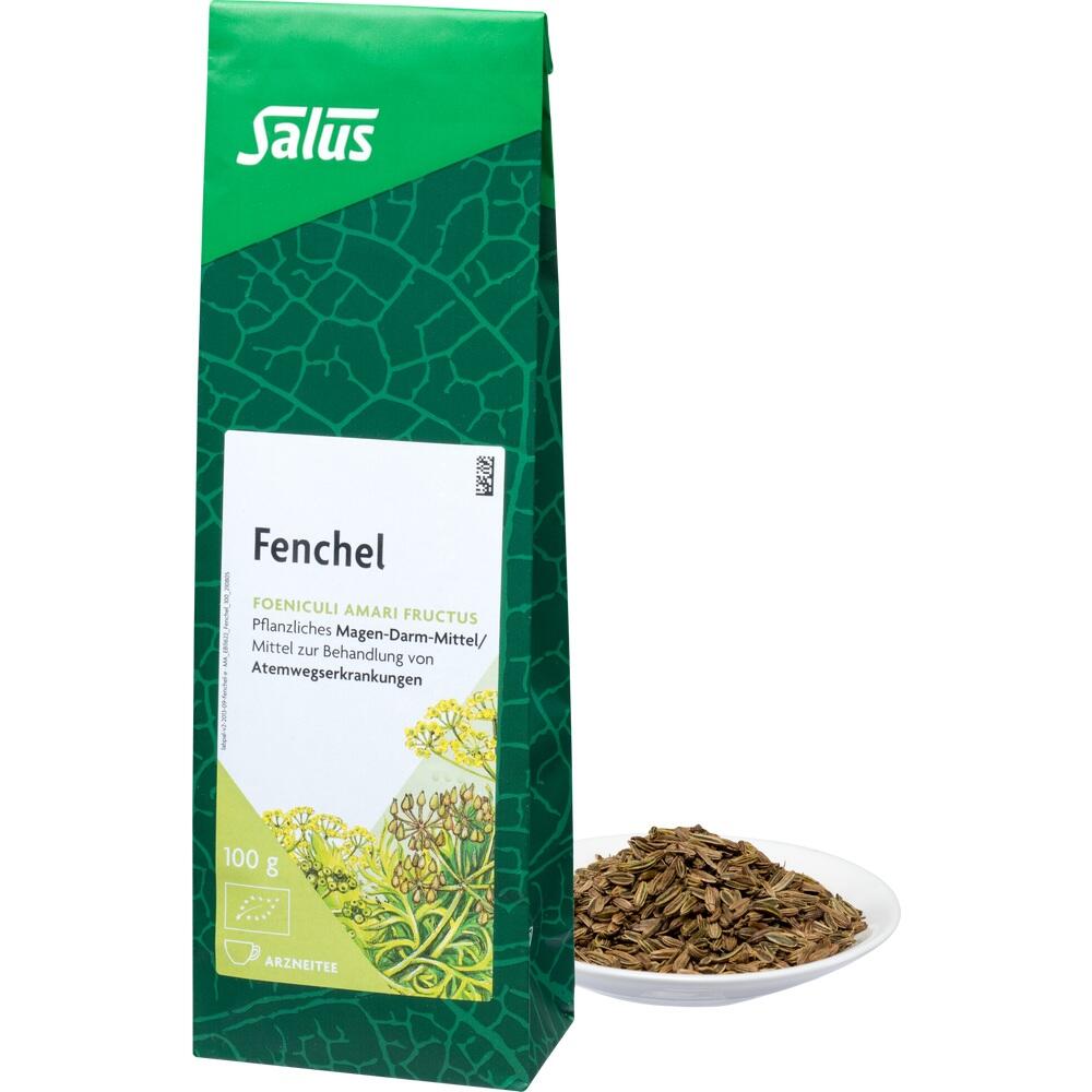 Gr&uuml;ner Teebeutel mit Fenchel und eine Schale mit Fenchelsamen.