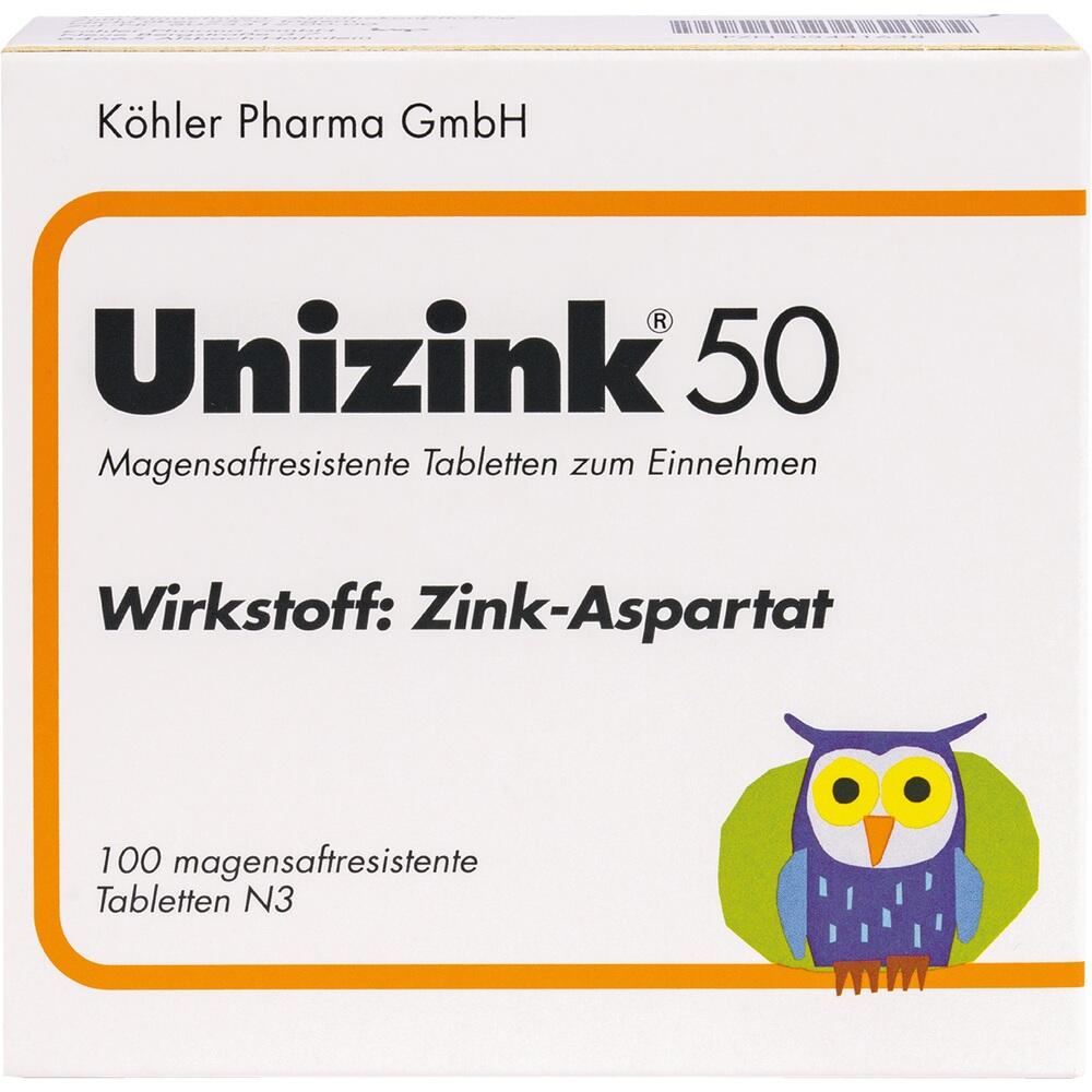 Die Verpackung von Unizink 50 zeigt eine bunte Eule.