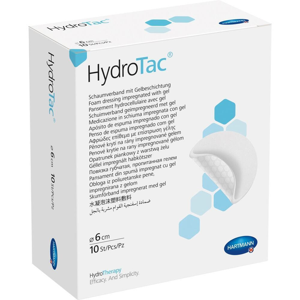 Verpackung eines HydroTac-Wundverbandes von Hartmann, 6 cm, 10 St&uuml;ck.