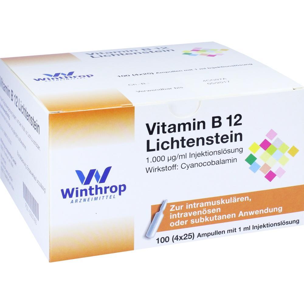 Schachtel mit Vitamin-B12-Injektionsl&ouml;sung von Winthrop.