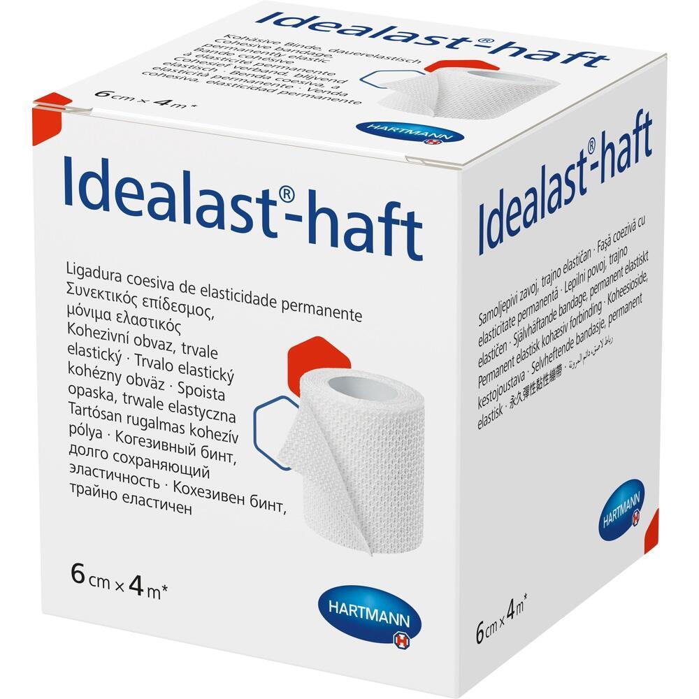 Eine Verpackung mit einer elastischen, klebenden Bandage namens Idealast-haft.