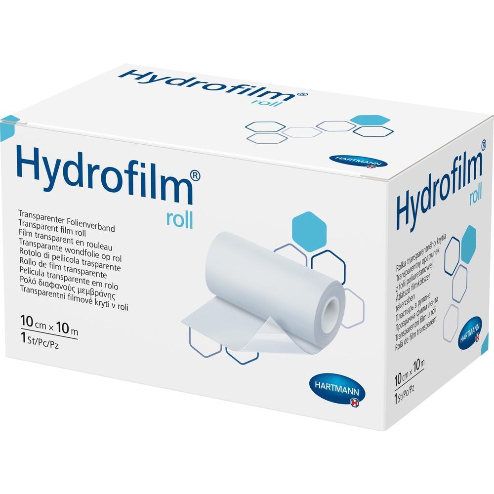 Eine Verpackung von transparentem Folienverband namens Hydrofilm roll.