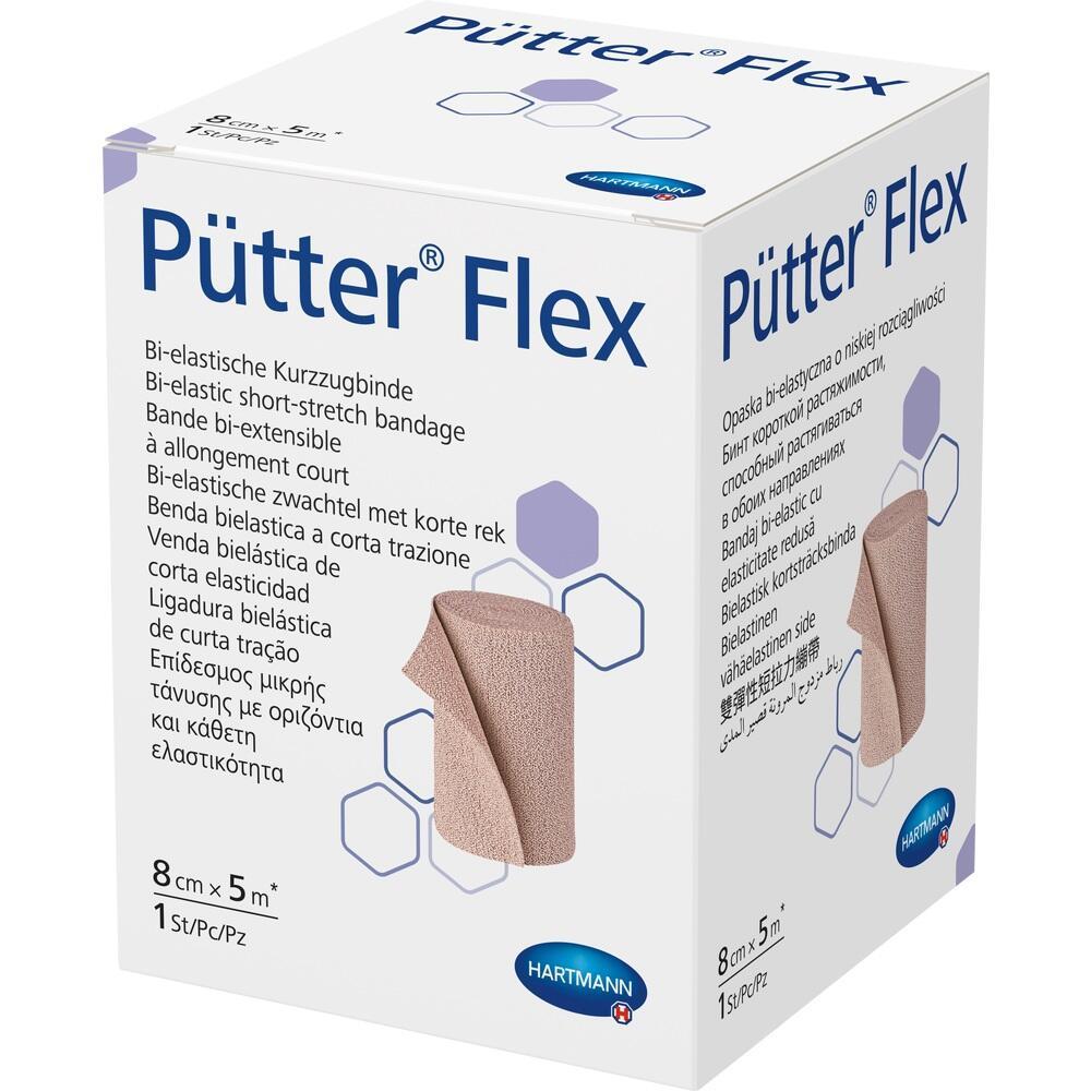 Die Verpackung zeigt eine elastische medizinische Binde von P&uuml;tter Flex.
