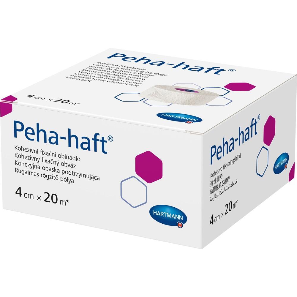 Ein wei&szlig;er Karton mit der Aufschrift "Peha-haft" f&uuml;r einen koh&auml;siven Fixierbinde.