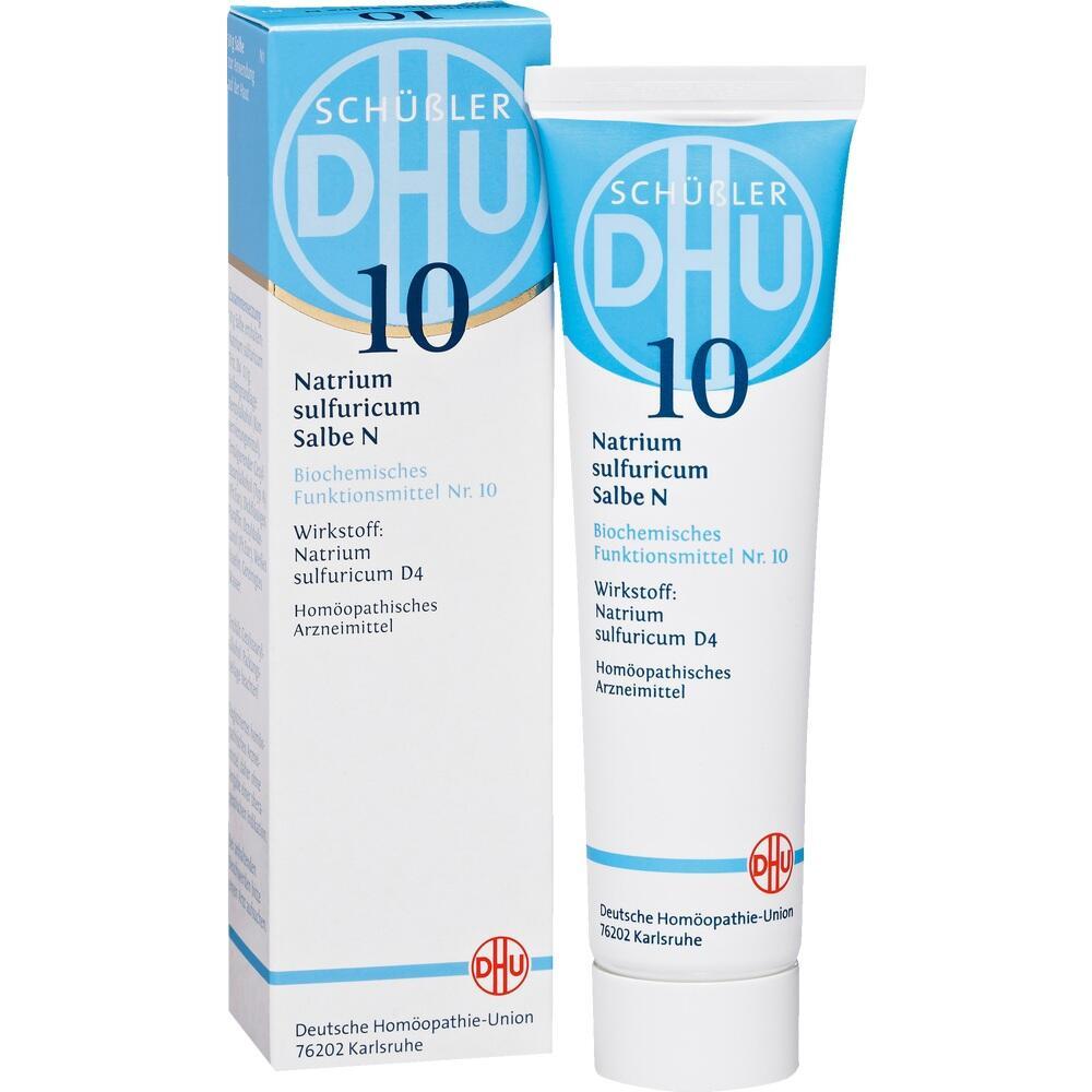 Weiße Tube mit blauer Schrift neben einer passenden Verpackung.