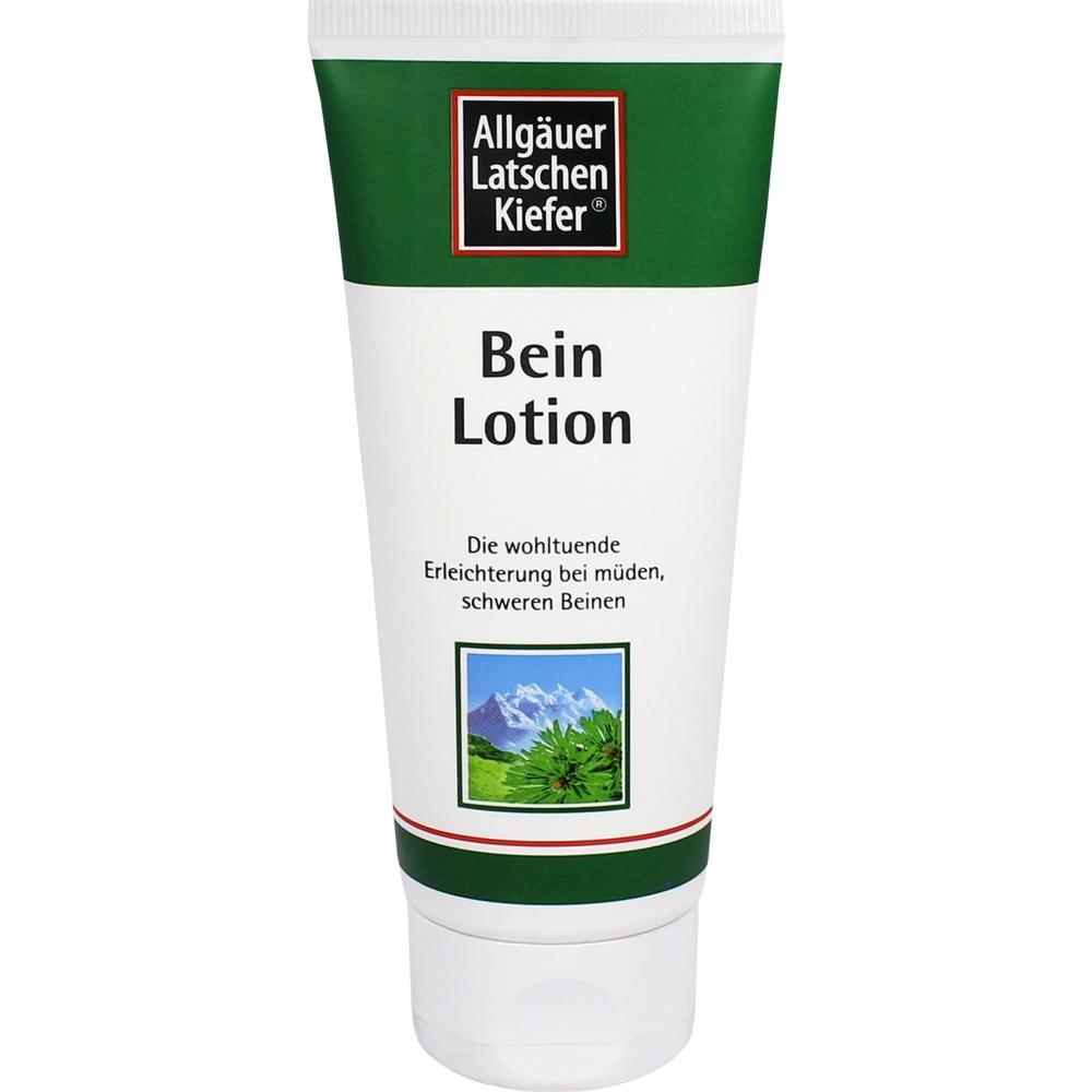 Eine grüne Tube mit Bein-Lotion der Marke Allgäuer Latschenkiefer.