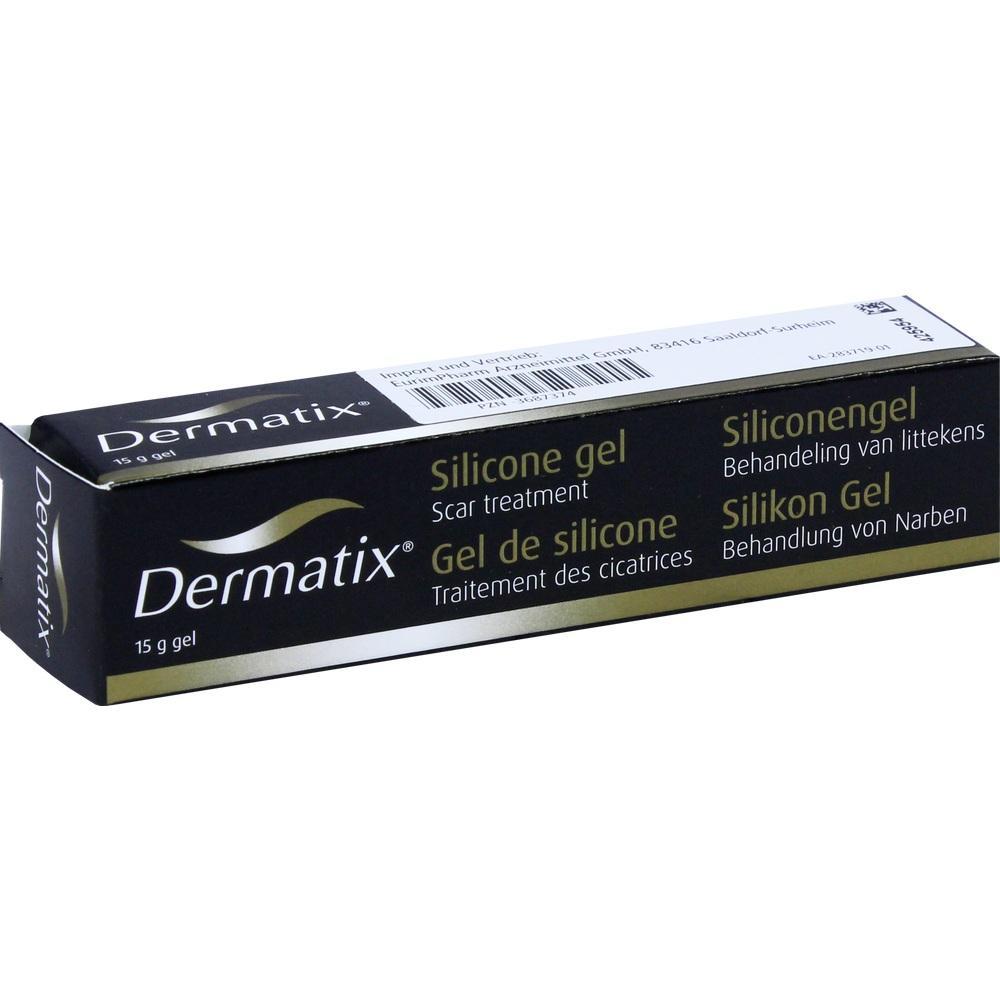 Schachtel von Dermatix Silikongel zur Narbenbehandlung.