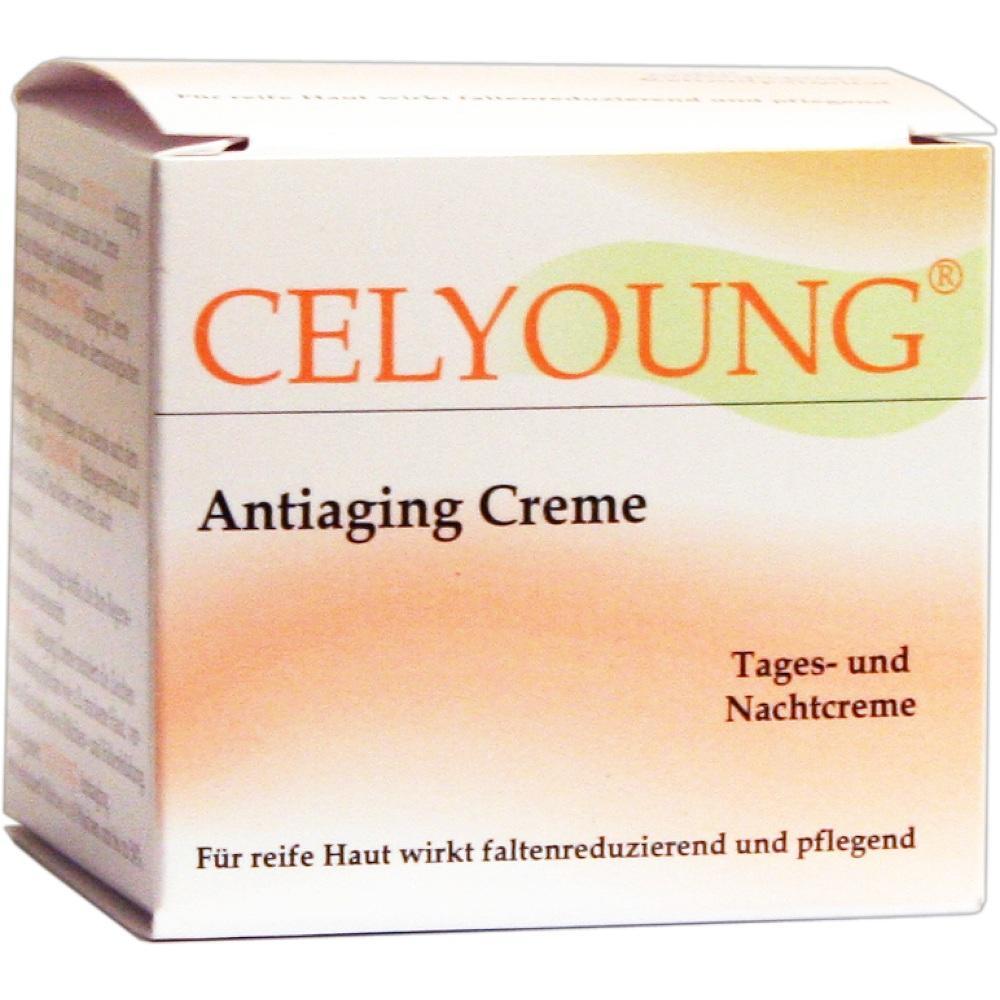 Weiße Verpackung einer Anti-Aging-Creme mit orangen Akzenten.