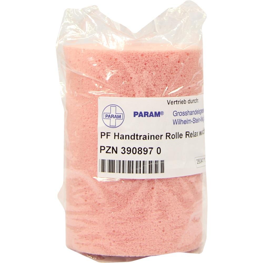 Eine pinke Schaumstoffrolle in Plastikverpackung mit einem Etikett.