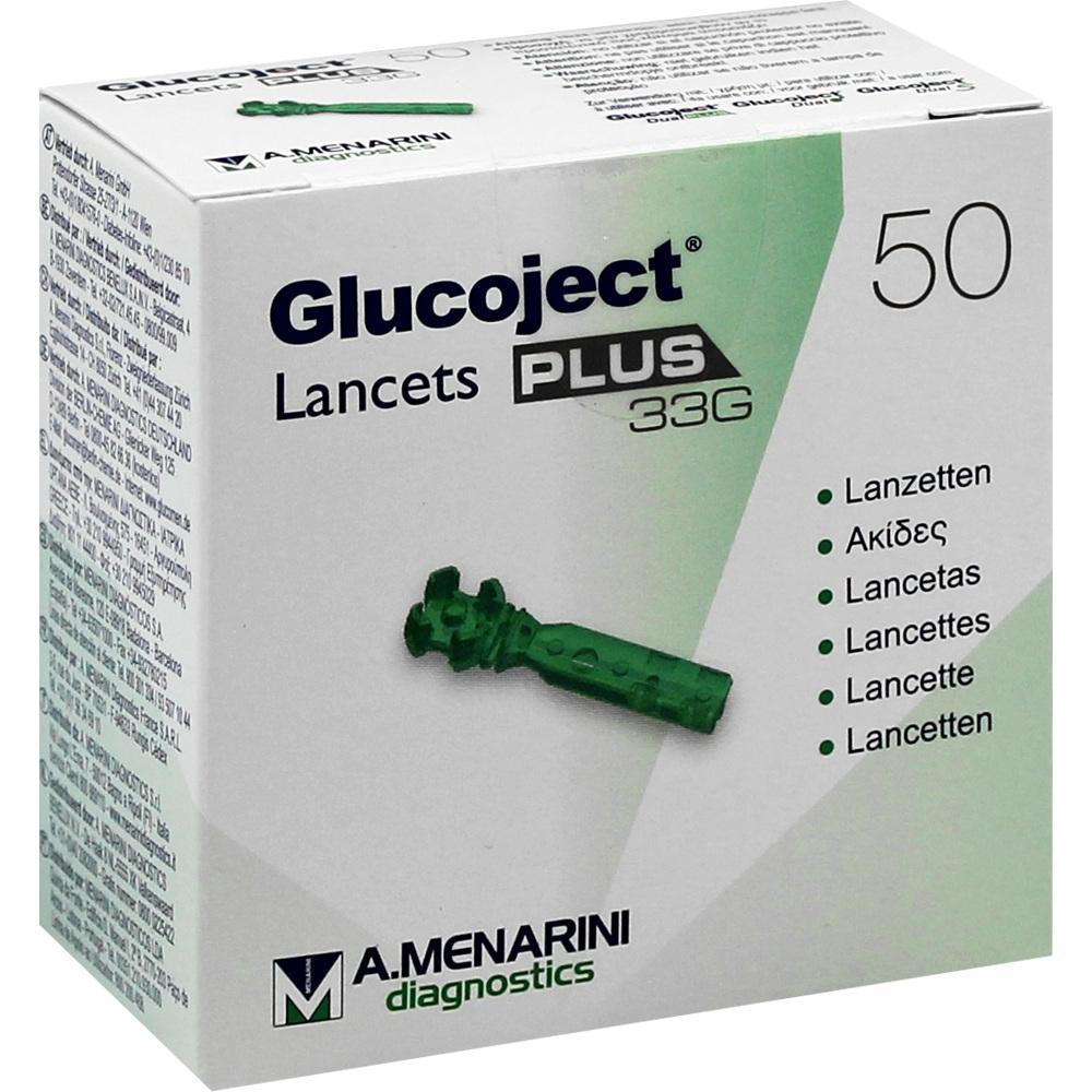 Eine Packung mit 50 Glucoject Lanzetten.