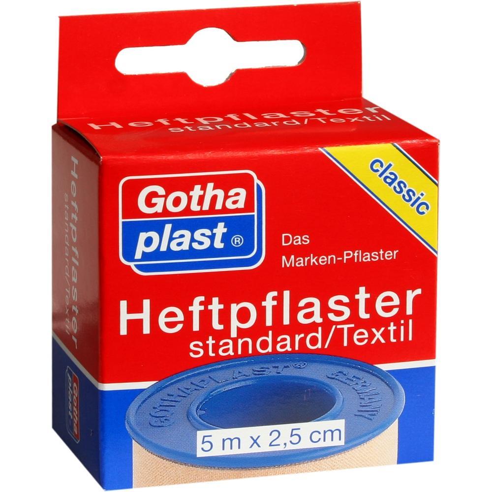Rote Packung mit Heftpflaster, 5 Meter lang und 2,5 cm breit.